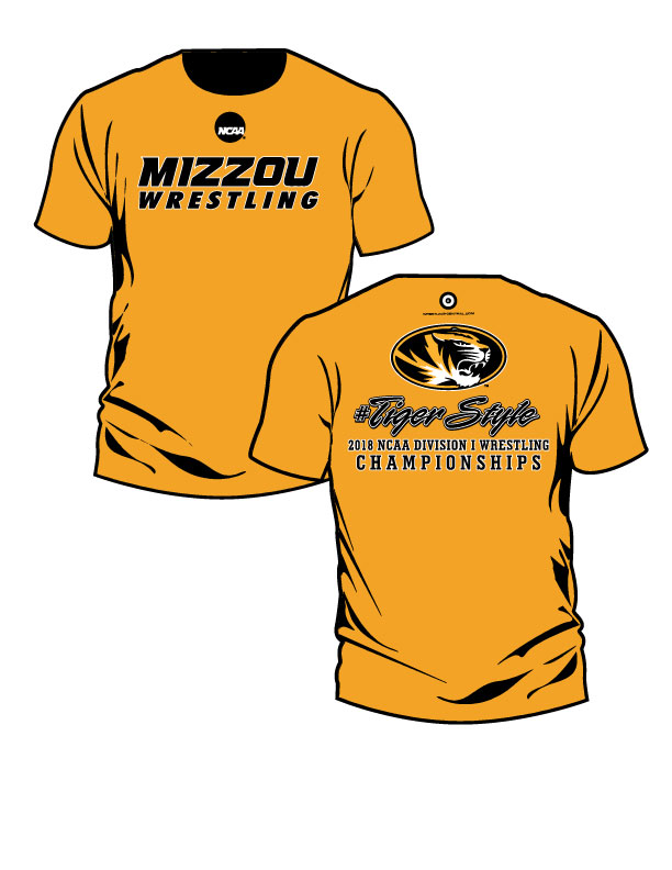 NCAA MIZZOU Wrestling / #Tiger Style S/S T-Shirt, color: Gold - Click Image to Close